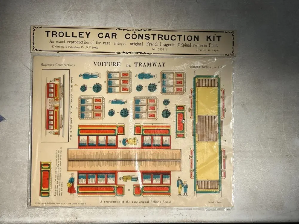 Trolley Car Paper Model Construction Kit D'EPINAL PELLERIN #912 Japan VTG